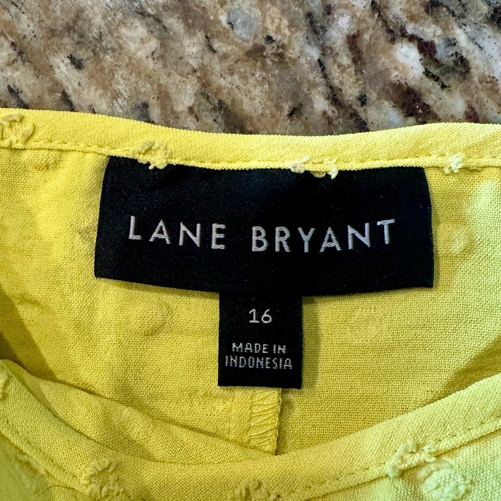 Lane Bryant, Yellow Ruffle Sleeve Women's Top - Picture 7 of 7